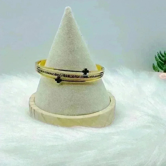 Cross Bangle with Sparky Rhinestones - Picture 3 of 6